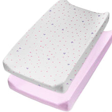 Load image into Gallery viewer, HonestBaby Organic Cotton Changing Pad Covers (Set of Two), Love Dot, One Size