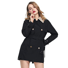 Load image into Gallery viewer, MIEGOFCE Women's Spring Trench Coat, Windproof Knee Length Coats Spring Trench, Casual with Belt Button 2022 New Spring (M, Black)
