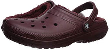 Load image into Gallery viewer, Crocs Men's and Women's Classic Lined Clog | Warm and Fuzzy Slippers, Burgundy/Burgundy, 15 Women 13 Men US