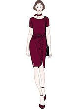 Load image into Gallery viewer, AISIZE Women 50s Vintage Ruffle Peplum Cocktail Pencil Knee Dress Large Burgundy