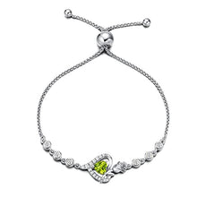 Load image into Gallery viewer, Agvana Fine Jewelry August Birthstone Necklace Bracelet for Women Sterling Silver Genuine Peridot CZ Rose Flower Heart Pendant Mothers Day Gifts for Mom Anniversary Birthday Gifts for Girls Her