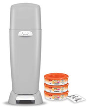 Load image into Gallery viewer, Playtex Diaper Genie Complete Diaper Pail, with Built-in Odor Controlling Antimicrobial, Includes 1 Pail and 3 Max Fresh Refills, Grey (10078300115998)