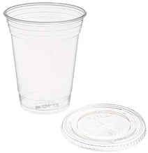 Load image into Gallery viewer, Dart Solo Clear Plastic Disposable Cups for Iced Coffee Bubble Boba Tea Smoothie, 16 oz, 50 Sets with Flat Lids