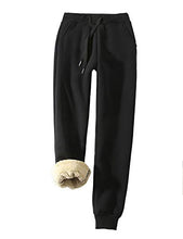 Load image into Gallery viewer, Yeokou Women's Warm Sherpa Lined Athletic Sweatpants Jogger Fleece Pants (Small, Black001)