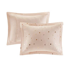 Load image into Gallery viewer, Intelligent Design Zoey Triangle Metallic Print, Cozy Comforter Set All Season Bedding Set, Matching Sham, Decorative Pillow, Twin/Twin XL, Blush/Rosegold 4 Piece