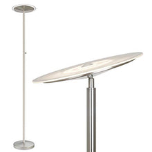Load image into Gallery viewer, Kira Home Horizon 70" Modern LED Torchiere Floor Lamp (36W, 250W eq.), Glass Diffuser, Dimmable, Timer and Wall Switch Compatible, Adjustable Head, 3000k Warm White Light, Brushed Nickel Finish