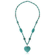 Load image into Gallery viewer, Gem Stone King 24inches Simulated Turquoise Howlite Necklace with Heart Shape Pendant & Earring Set