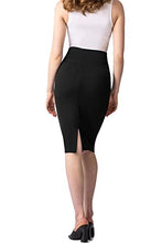 Load image into Gallery viewer, Womens Premium Nylon Ponte Stretch Office Pencil Skirt Made Below Knee KSK45002 1073T Black 1X