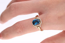 Load image into Gallery viewer, Gin & Grace 10K Yellow Gold Genuine London Blue Topaz Ring with Diamonds for women | Ethically, authentically & organically sourced (Cushion-cut) shaped London Blue Topaz hand-crafted jewelry for her | London Blue Topaz Ring for women