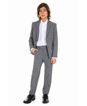 Load image into Gallery viewer, Calvin Klein Boys' Long Sleeve Sateen Dress Shirt, Style with Buttoned Cuffs & Shirttail Hem, White, 6