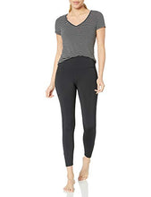 Load image into Gallery viewer, Amazon Brand - Core 10 Women's Pima Cotton Blend Short Sleeve V-Neck T-Shirt, Dark heather grey/white stripe, X-Large