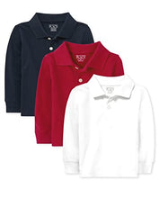 Load image into Gallery viewer, The Children's Place Baby Boys and Toddler Boys Long Sleeve Pique Polo, Classic Red/Nautico/White, 18-24 MONTHS