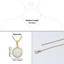 Load image into Gallery viewer, 14K Gold White Opal Necklace - 14K Solid Yellow Gold Dainty Necklace with October Birthstone Pendant, 12mm Large Size Opal Gemstone - Handmade Bridal Wedding Jewelry for Brides & Classy Women