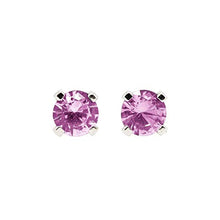 Load image into Gallery viewer, 6mm Light Pink Tourmaline Gemstone Stud Earrings in Sterling Silver - October Birthstone