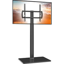 Load image into Gallery viewer, Universal Floor TV Stand with Mount 80 Degree Swivel Height Adjustable and Space Saving Design for Most 27 to 65 inch LCD, LED OLED TVs, Perfect for Corner & Bedroom HT1002B