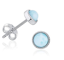 Load image into Gallery viewer, Women Larimar Stud Earrings SterlingSilver Jewelry Handmade Natural Blue Gemstone Earrings for Women and Girl