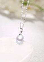 Load image into Gallery viewer, HXZZ Fine Jewelry Women Gifts 925 Sterling Silver Freshwater Cultured Teardrop White Pearl Pendant Necklace Single Pearl