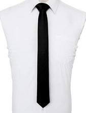 Load image into Gallery viewer, RBOCOTT 2.4" Black Skinny Tie for Men Silk Wedding Business Slim Necktie(9)