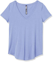 Load image into Gallery viewer, Amazon Brand - Core 10 Women's Pima Cotton Blend Short Sleeve V-Neck T-Shirt, Bleached Blue, 1X