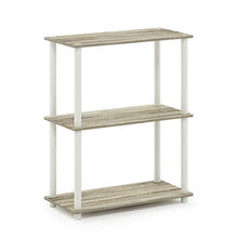 Load image into Gallery viewer, Furinno Turn-N-Tube 3-Tier Compact Multipurpose Shelf Display Rack, Sonoma Oak/White