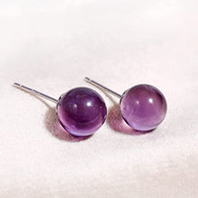 Load image into Gallery viewer, Jewever Genuine Amethyst Crystal Stud Earrings for Women 925 Sterling Silver Round 8mm Gift Jewelry