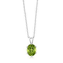 Load image into Gallery viewer, Gem Stone King 925 Sterling Silver Green Peridot Pendant Necklace (2.00 Cttw, Oval 9X7MM, With 18 Inch Silver Chain)