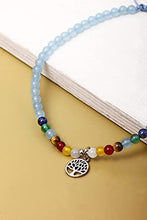 Load image into Gallery viewer, XHUUU Blue Chalcedony with 7 Chakra Anklet Bracelets The Life of Tree Beach Foot Gemstones Healing Crystals Wave Anklets for Women