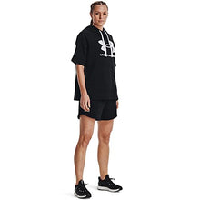 Load image into Gallery viewer, Under Armour Women's Rival Fleece Short-Sleeve Hoodie , Black (001)/White , Medium