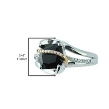 Load image into Gallery viewer, Heartland By Beverley Mitchell 10K Rose Gold with .925 Sterling Silver Cushion Cut Black Onyx & Diamond Accented Faux Bypass Statement Ring (H-I Color, I2-I3 Clarity) - Size 7