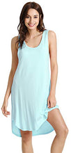 Load image into Gallery viewer, WiWi Womens Bamboo Pajamas Scoop Neck Nightgowns Sleeveless Lightweight Tank Loungewear Plus Size Sleep Shirts S-4X, Aqua, 4X