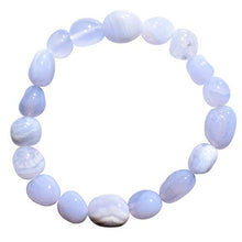Load image into Gallery viewer, CHARGED 7" Premium Grade Natural Blue Lace Agate Crystal Nugget Bead Bracelet Tumble Polished Stretchy + Selenite Heart Charging Crystal Included