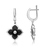 Load image into Gallery viewer, Flora - 925 Sterling Silver Earrings With Black Onyx