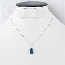 Load image into Gallery viewer, A+ Raw London Blue Topaz Gemstone Necklace, Minimalist Dainty Pendant, Rough Stones, December Birthstone, Rhodium Plated - Sterling Silver Chain, 18inch, Gift for mom