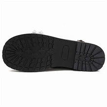 Load image into Gallery viewer, 100FIXEO Women Fashion Flats Heel Bow Rivet Buckle Strap Platform Ruffles Round Toe Elegant Mary Janes Shoes (Black, 8.5)