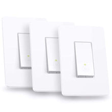 Load image into Gallery viewer, Kasa Smart Light Switch HS200P3, Single Pole, Needs Neutral Wire, 2.4GHz Wi-Fi Light Switch Works with Alexa and Google Home, UL Certified, No Hub Required, 3-Pack , White