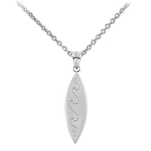Load image into Gallery viewer, Fine 925 Sterling Silver Ocean Waves Surfboard Pendant Necklace, 16"