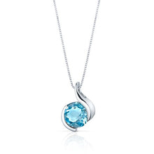 Load image into Gallery viewer, Peora Swiss Blue Topaz Bezel Pendant Necklace Sterling Silver 2.25 Carats