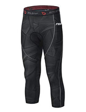 Load image into Gallery viewer, BALEAF Men's Bike Pants 4D Padded Cycling Tights 3/4 Capris Bicycle MTB Riding Leggings Pocket UPF50+, Grey Line L