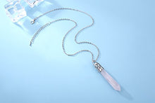 Load image into Gallery viewer, 7 PCS Hexagonal Crystal Quartz Stone Pendants with Leather Cord Necklaces for Necklace Jewelry Making