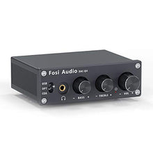 Load image into Gallery viewer, Fosi Audio Q4 - Mini Stereo Gaming DAC & Headphone Amplifier, 24-Bit/192 KHz USB/Optical/Coaxial to RCA AUX, Digital-to-Analog Audio Converter Adapter for Home/Desktop Powered/Active Speakers - Black