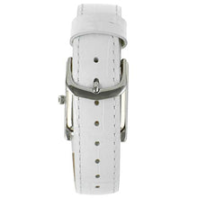 Load image into Gallery viewer, Peugeot Women's Silver-Tone Tank Shape Leather Dress Watch with Roman Numerals, White