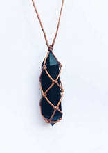 Load image into Gallery viewer, Ripple Stream Braided Knitted Obsidian Crystal Healing Chakra Pendant Hand Braided Necklace Protection Negative Energy Cleanser Natural Stress Aid Soothe Mind Emotions (Braided Obsidian)
