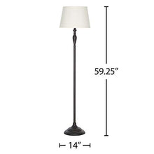 Load image into Gallery viewer, Amazon Brand – Ravenna Home Metal Living Room Slim Standing Floor Lamp With LED Light Bulb - 59.25 Inches, Dark Bronze With Off-White Shade