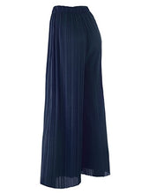 Load image into Gallery viewer, MBJ WB1794 Womens Pleated Wide Leg Pants with Elastic Waist Band-Made in USA L Navy