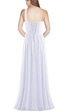 Load image into Gallery viewer, ANTS Women's Pleat Chiffon One Shoulder Bridesmaid Dresses Long Evening Gown Size 6 US White
