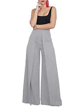 Load image into Gallery viewer, Lrady Womens Casual High Waist Wide Leg Long Palazzo Pants High Split Legs Loose Fit Elegant Elastic Waist Trousers, Grey, Medium