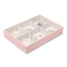 Load image into Gallery viewer, Vlando Stackable Jewelry Tray - Faux Leather Multi-Purpose Jewelry Accessories Display Storage and Earring Necklace Bracelet Rings Organizer (4-Layer w/Lid, Pink)
