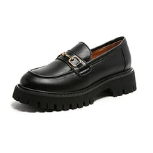 Load image into Gallery viewer, MACNMEUU Platform Loafers for Women Chunky Heel Lug Sole Loafers Slip ons Round Toe Black,Size 8.5
