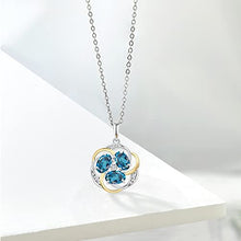 Load image into Gallery viewer, Gem Stone King 925 Sterling Silver and 10K Yellow Gold London Blue Topaz and White G-H Lab Grown Diamond Pendant Necklace For Women (1.84 Cttw, with 18 Inch Chain)