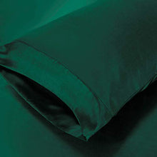 Load image into Gallery viewer, Homiest 4pcs Satin Sheets Set Luxury Silky Satin Bedding Set with Deep Pocket, 1 Fitted Sheet + 1 Flat Sheet + 2 Pillowcases (Full Size, Blackish Green)